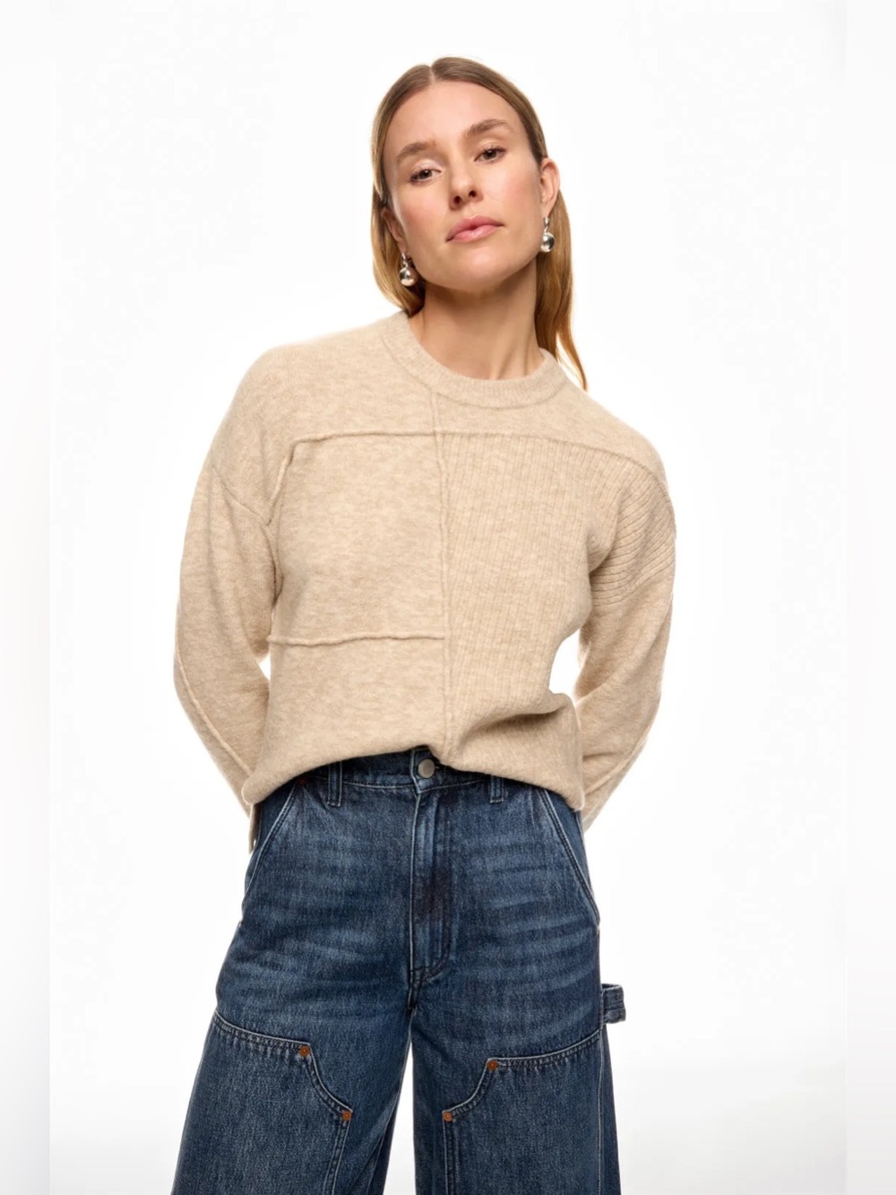 *Flawed RTR 3.1 Phillip Lim Cream Lofty Basket Weave Pull Over Sweater (0471)